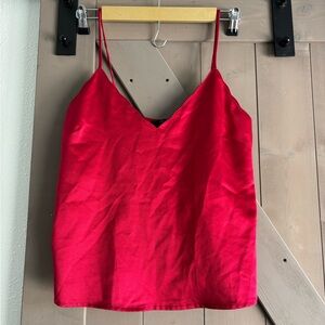 Vintage Scalloped Edge Neckline Red Satin Tank Top